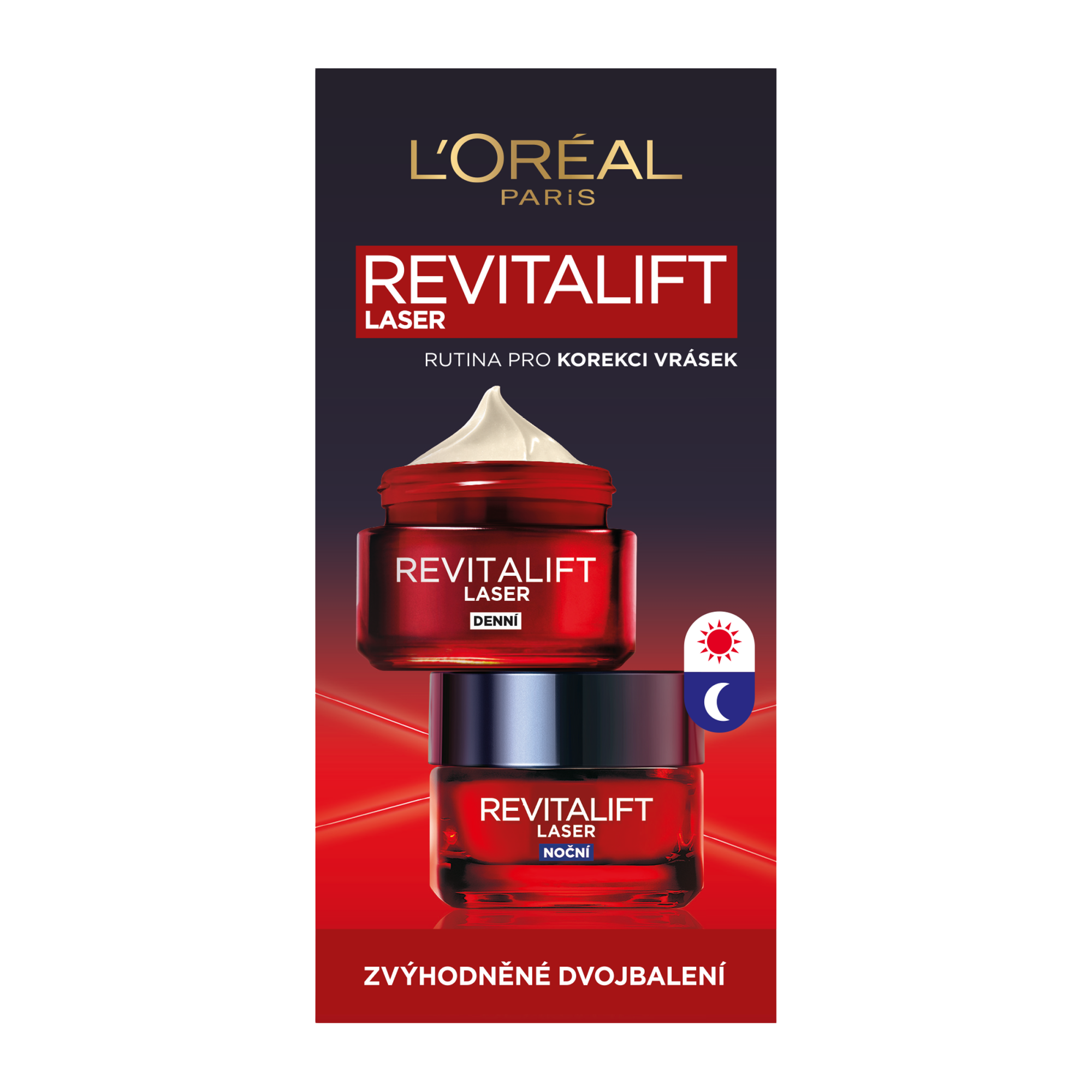 L'ORÉAL PARIS Revitalift Laser, dvojbalení denního a nočního krému 2 x 50 ml