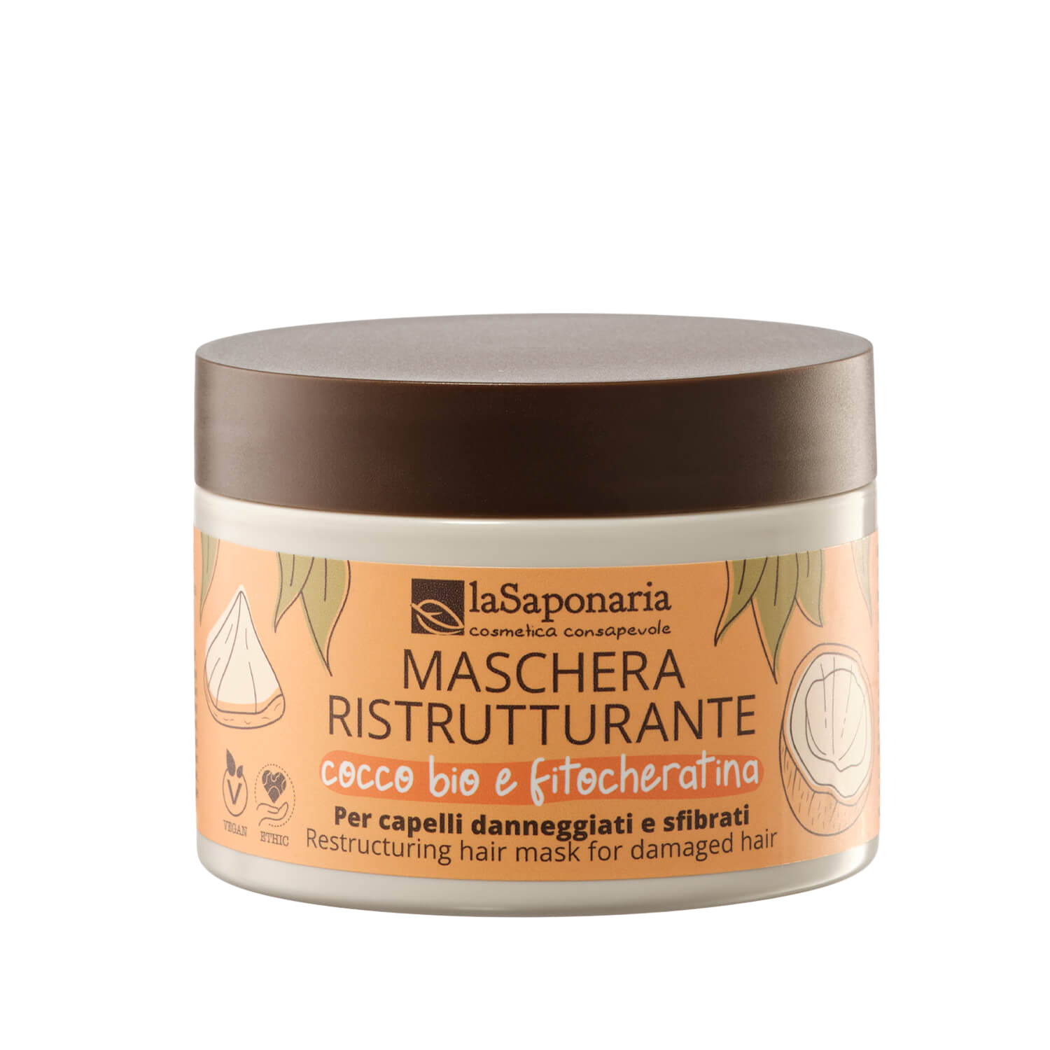 Fotografie LASAPONARIA Restrukturalizační maska na vlasy s kokosem a fytokeratinem 200 ml