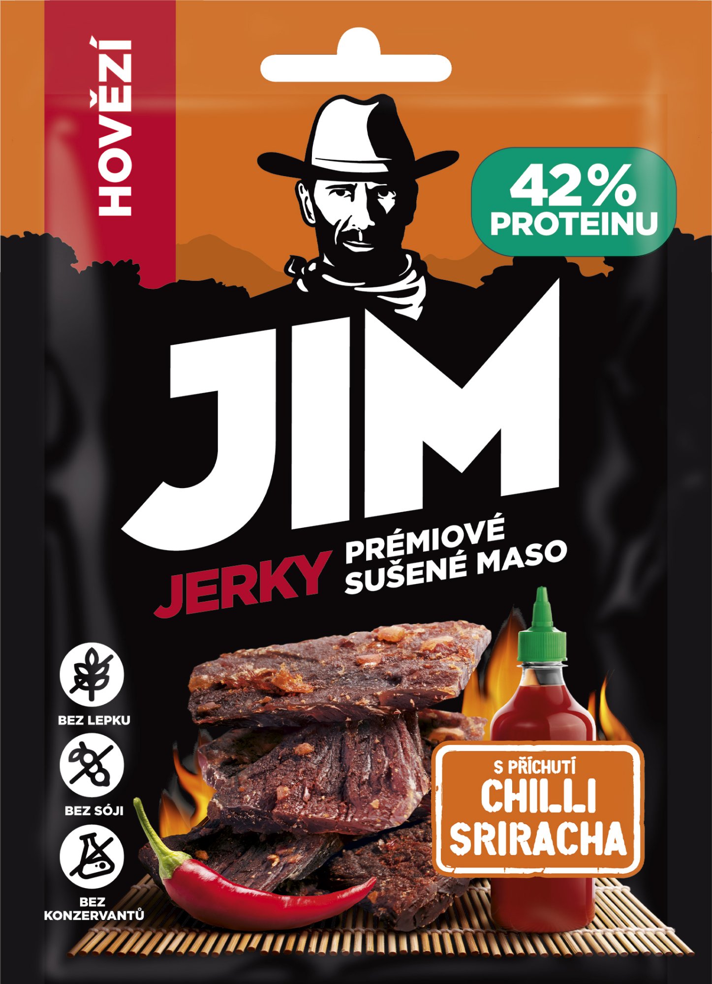 JIM JERKY hovězí chilli sriracha 23 g