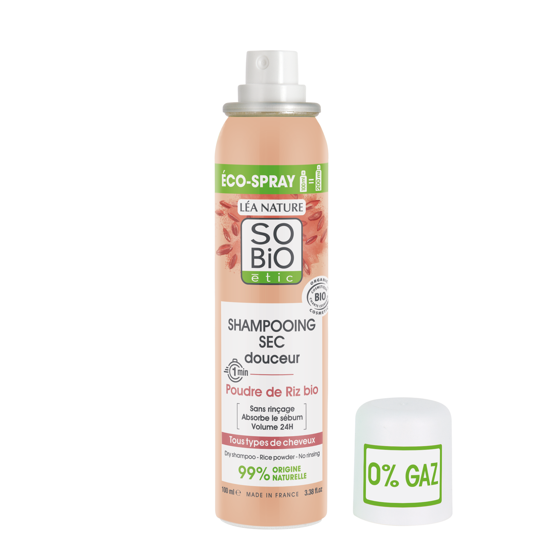 Fotografie SO´BIO ÉTIC Jemný suchý šampon ve spreji pro citlivou pokožku hlavy bio 100 ml