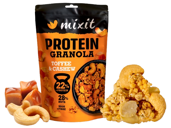 MIXIT Proteinová granola z pece - Toffee & kešu 350 g