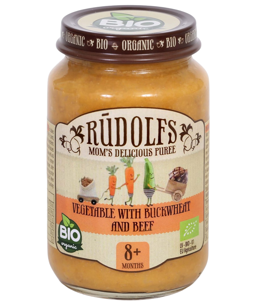 RUDOLFS BIO Zelenina s pohankou a hovězím masem 8+, 190 g