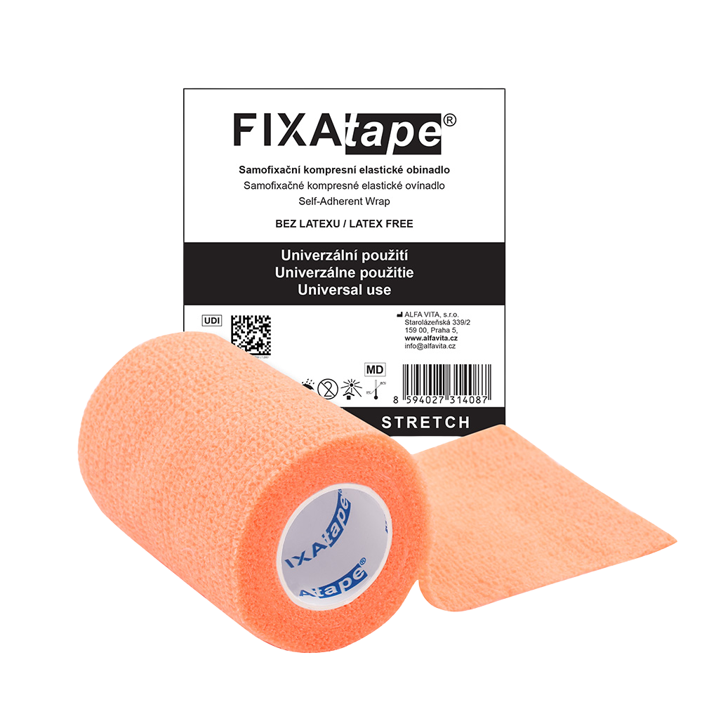 Fotografie FIXATAPE STRETCH samofixační obinadlo oranžové 7.5x450cm