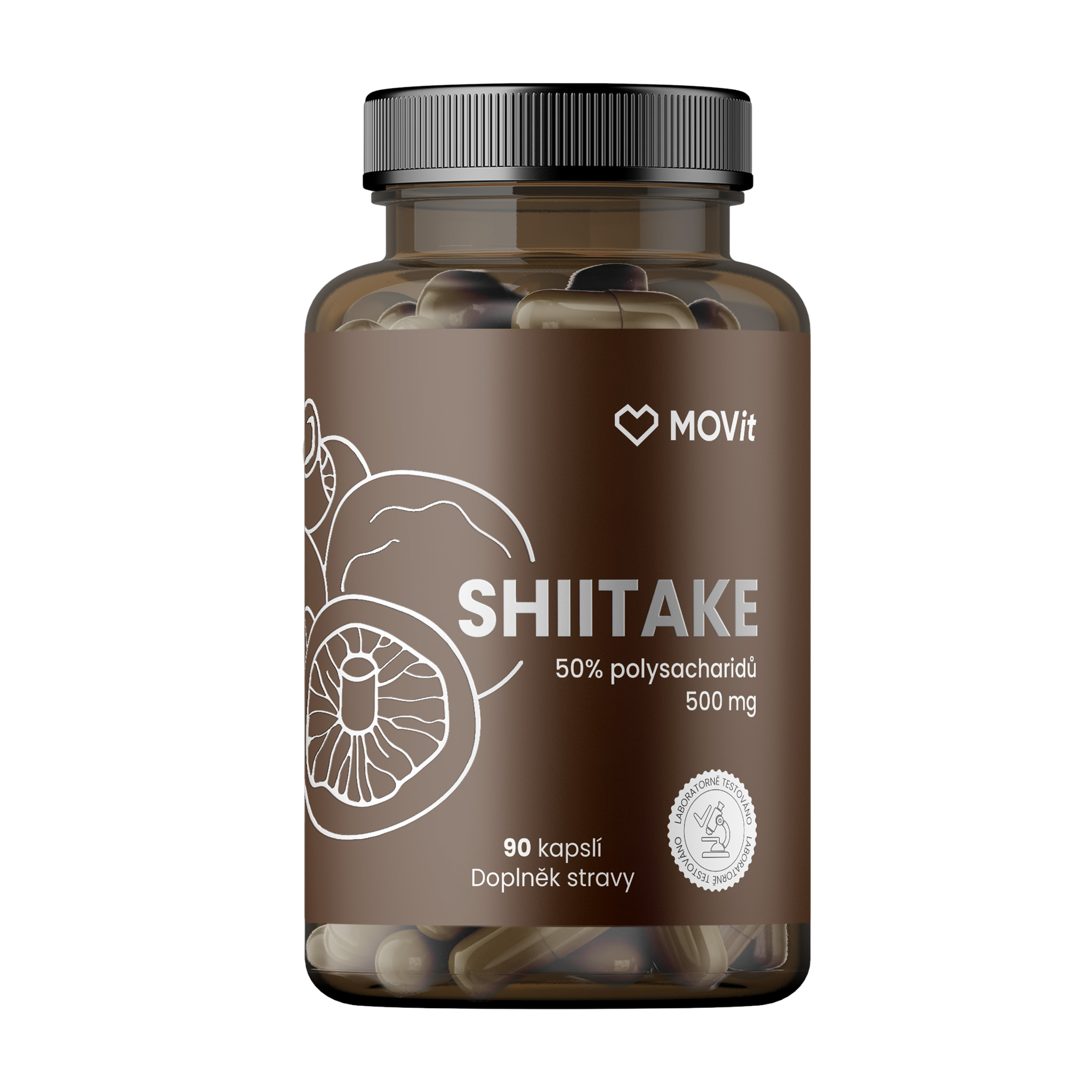 MOVIT ENERGY Shiitake 50% polysacharidů 500 mg, 90 kapslí