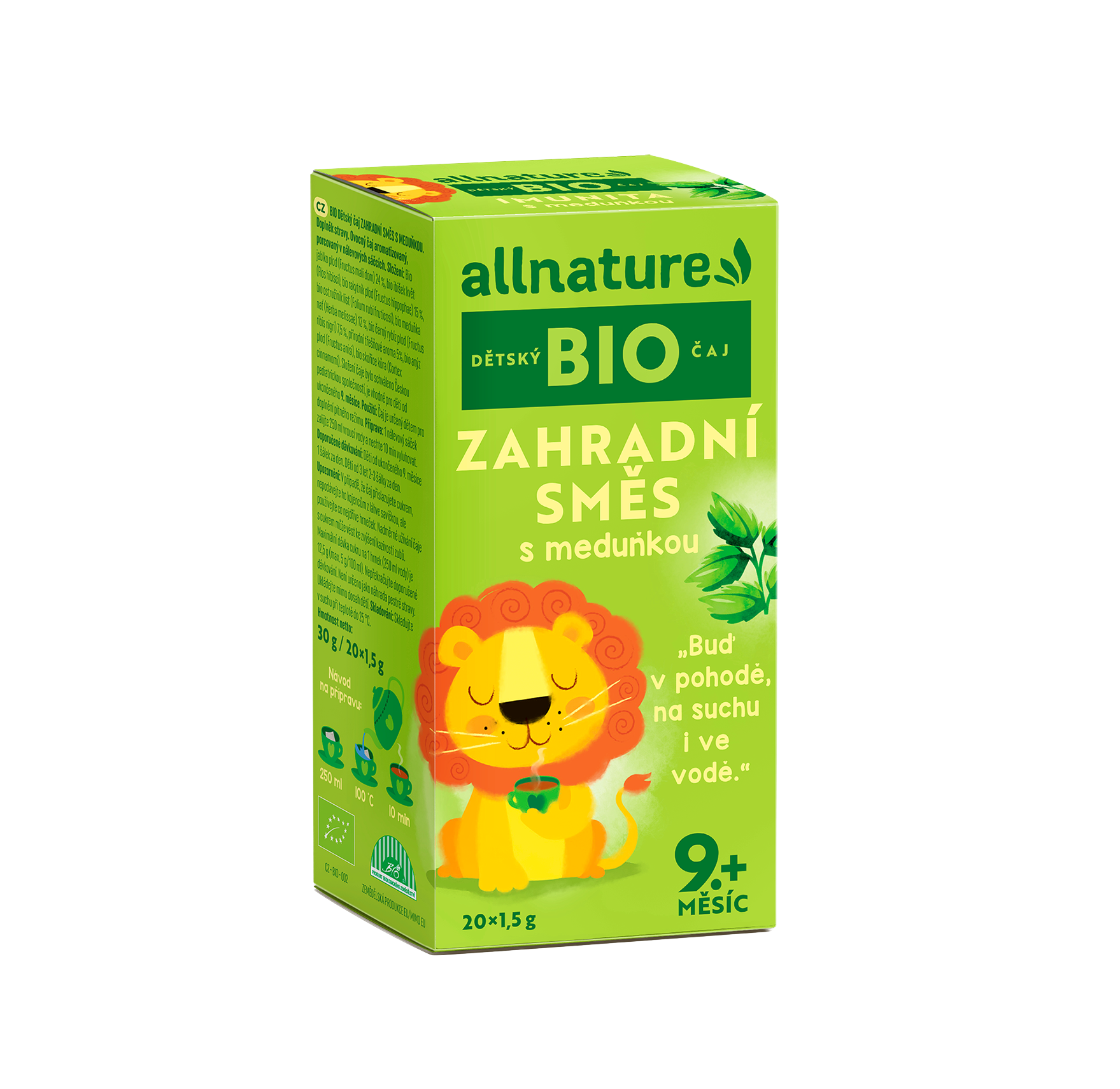 Fotografie ALLNATURE BIO Dětský čaj Zahradní směs s meduňkou 20 x 1.5 g