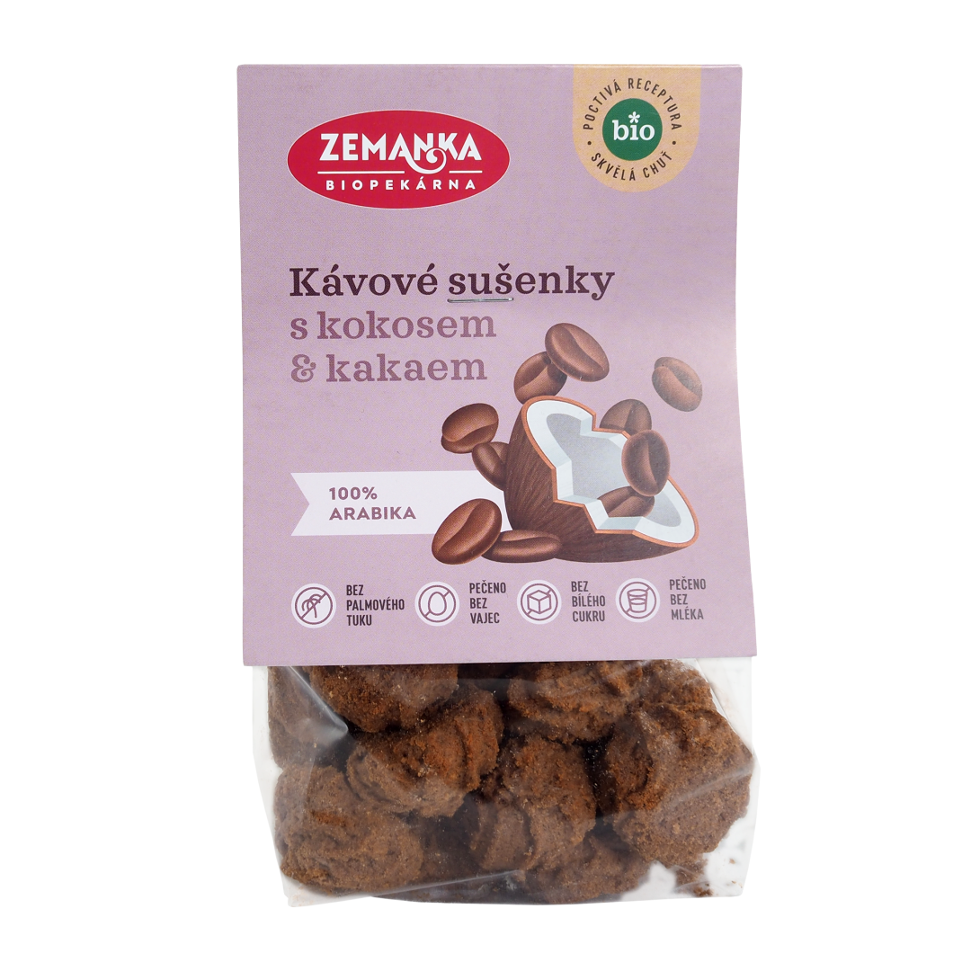 Fotografie Zemanka Kávové bio sušenky s kokosem 100 g