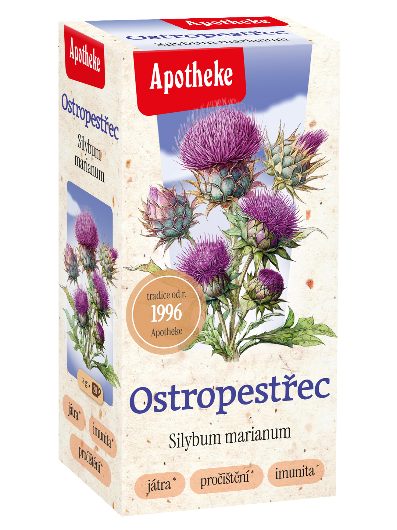 Apotheke Pestrec mariánsky čaj sáčky 20 x 2 g