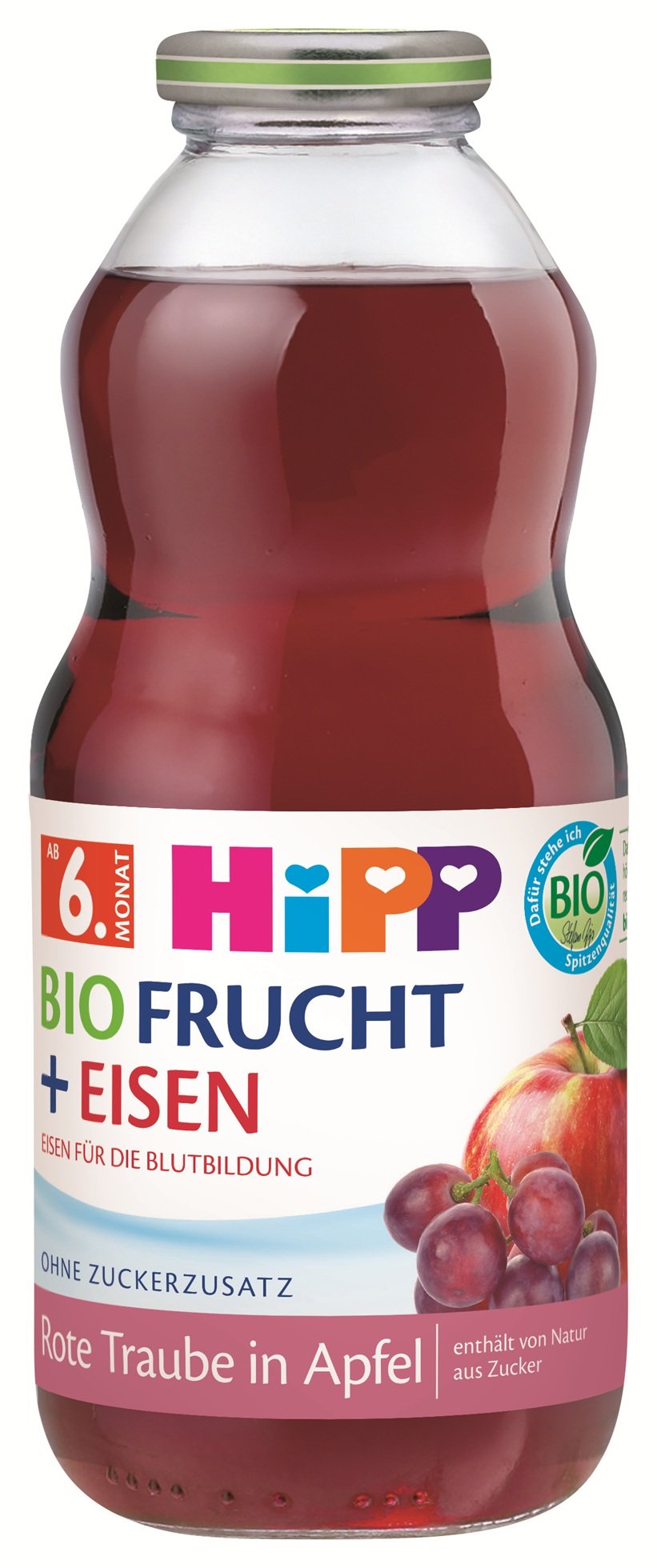 HIPP BIO Jablko a červené hrozno + železo 500 ml