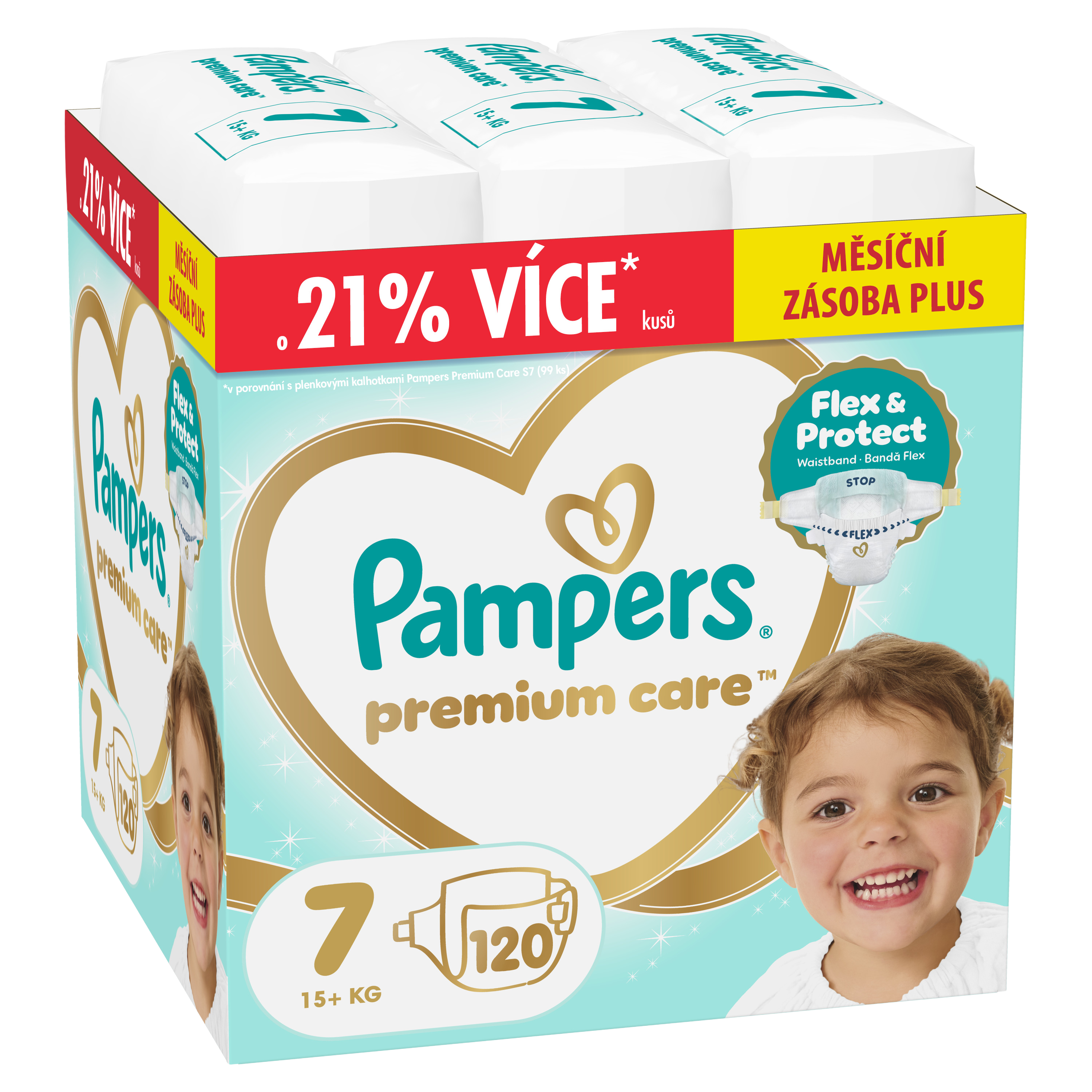 PAMPERS Premium Care Velikost 7, 15kg+, 120 ks