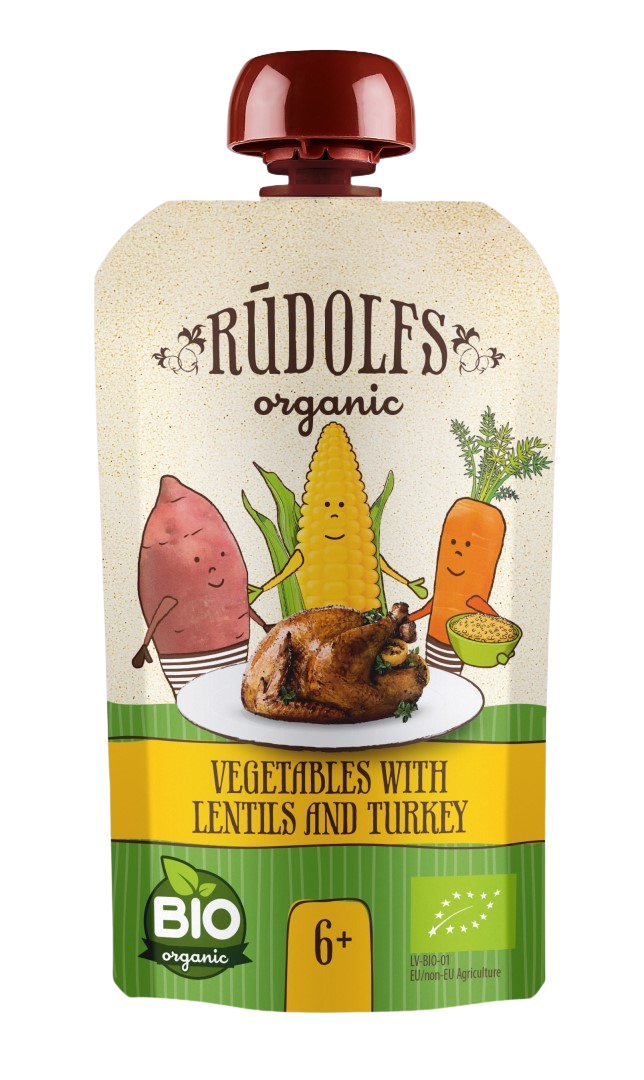 RUDOLFS BIO kapsička Zelenina, čočka, krůtí maso 110 g