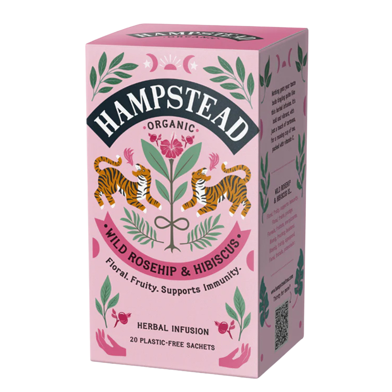 HAMPSTEAD TEA BIO šípkový čaj s ibiškem 20 sáčků