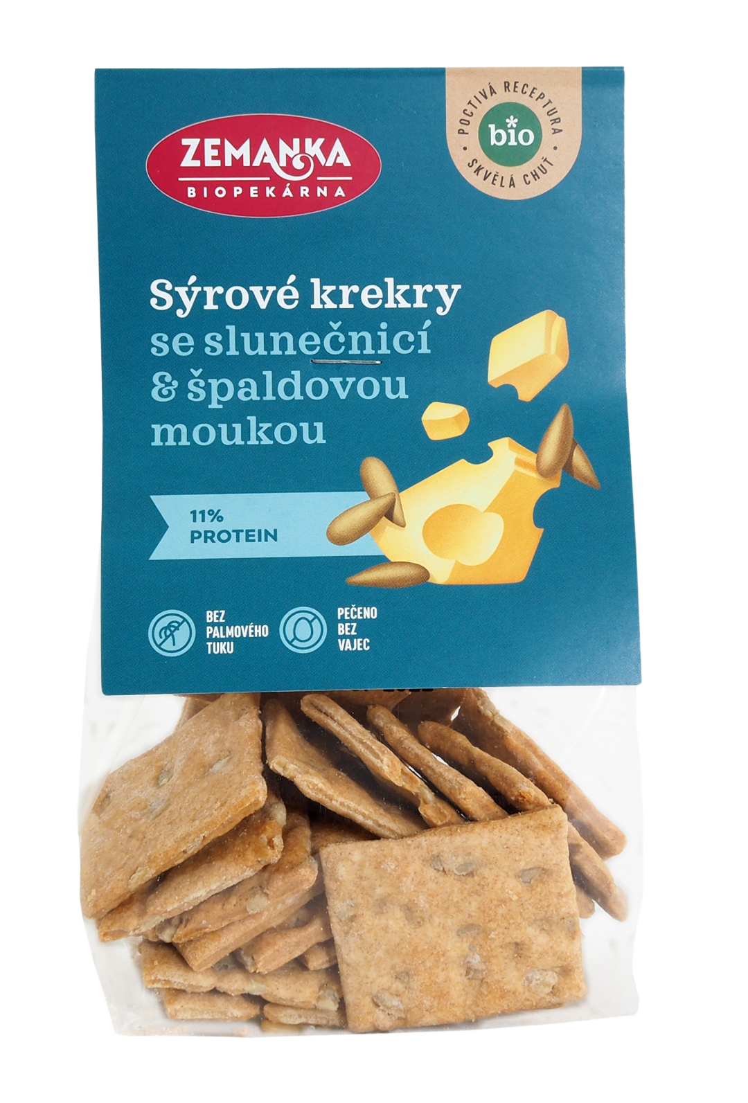 Zemanka Biopekárna BIO Sýrové krekry se špaldou a slunečnicí 100 g