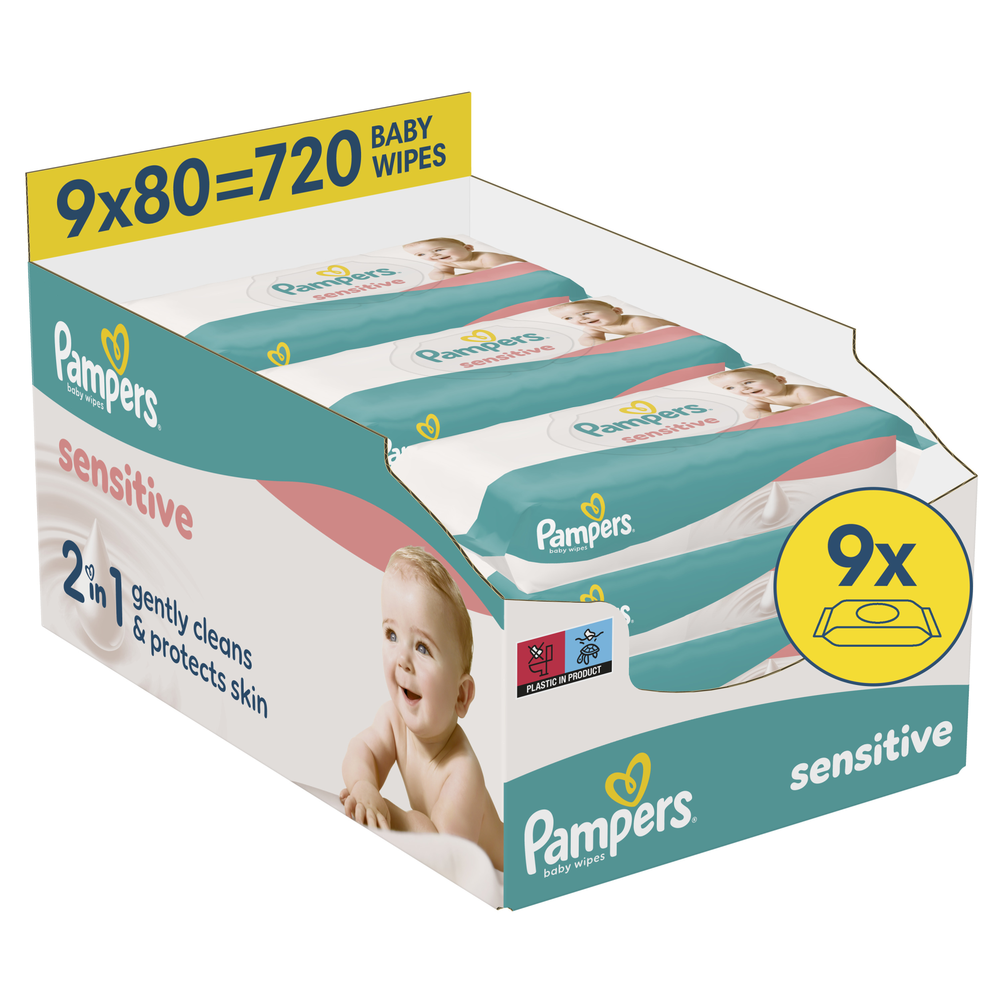 PAMPERS Sensitive Baby dětské čisticí ubrousky 9 x 80 ks