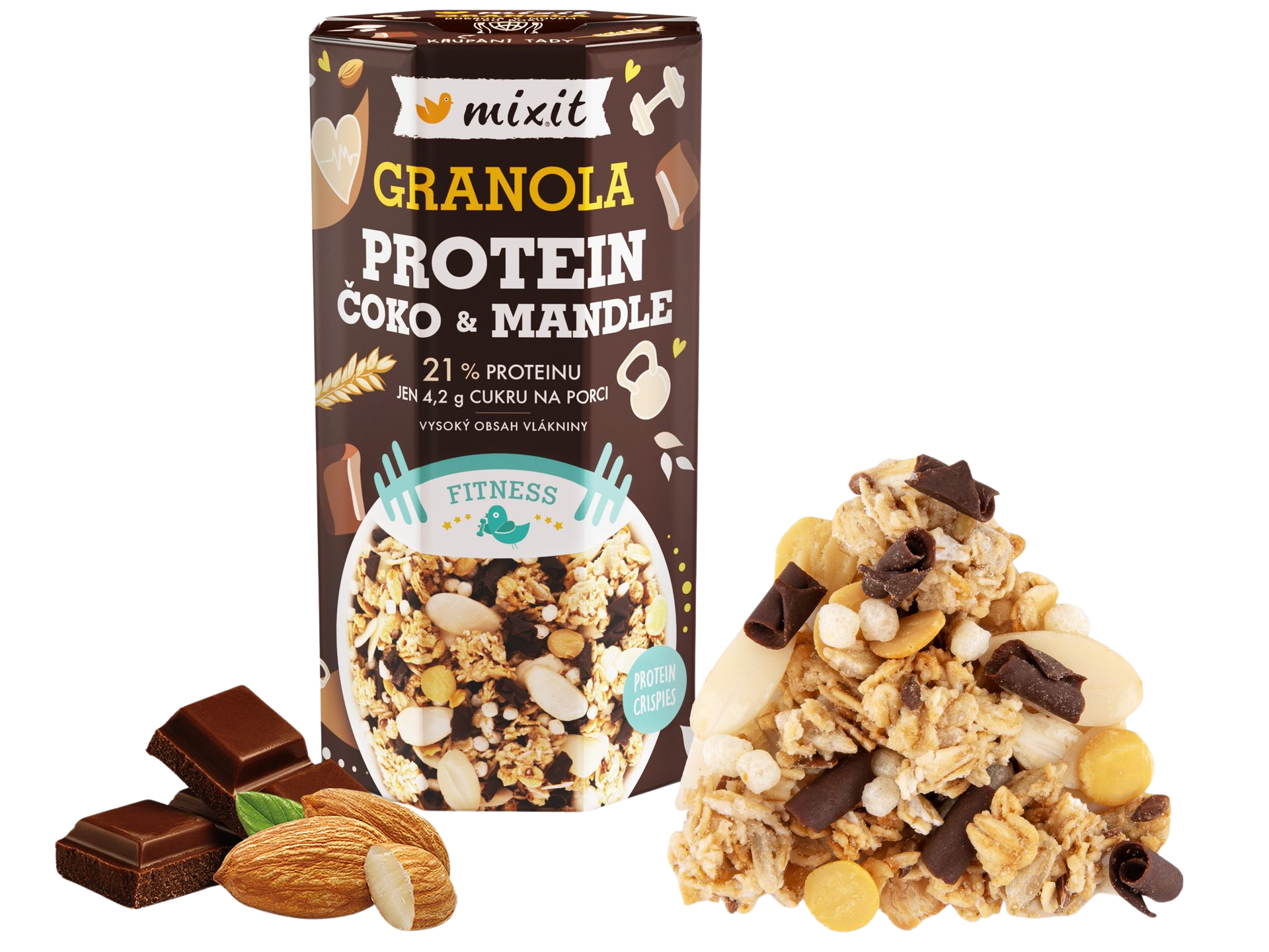 Fotografie MIXIT Proteinová granola z pece - Čokoláda a mandle 450 g