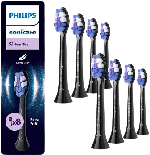 Fotografie PHILIPS SONICARE Sensitive standard HX6058/88 Black, náh.hlav. 8 ks