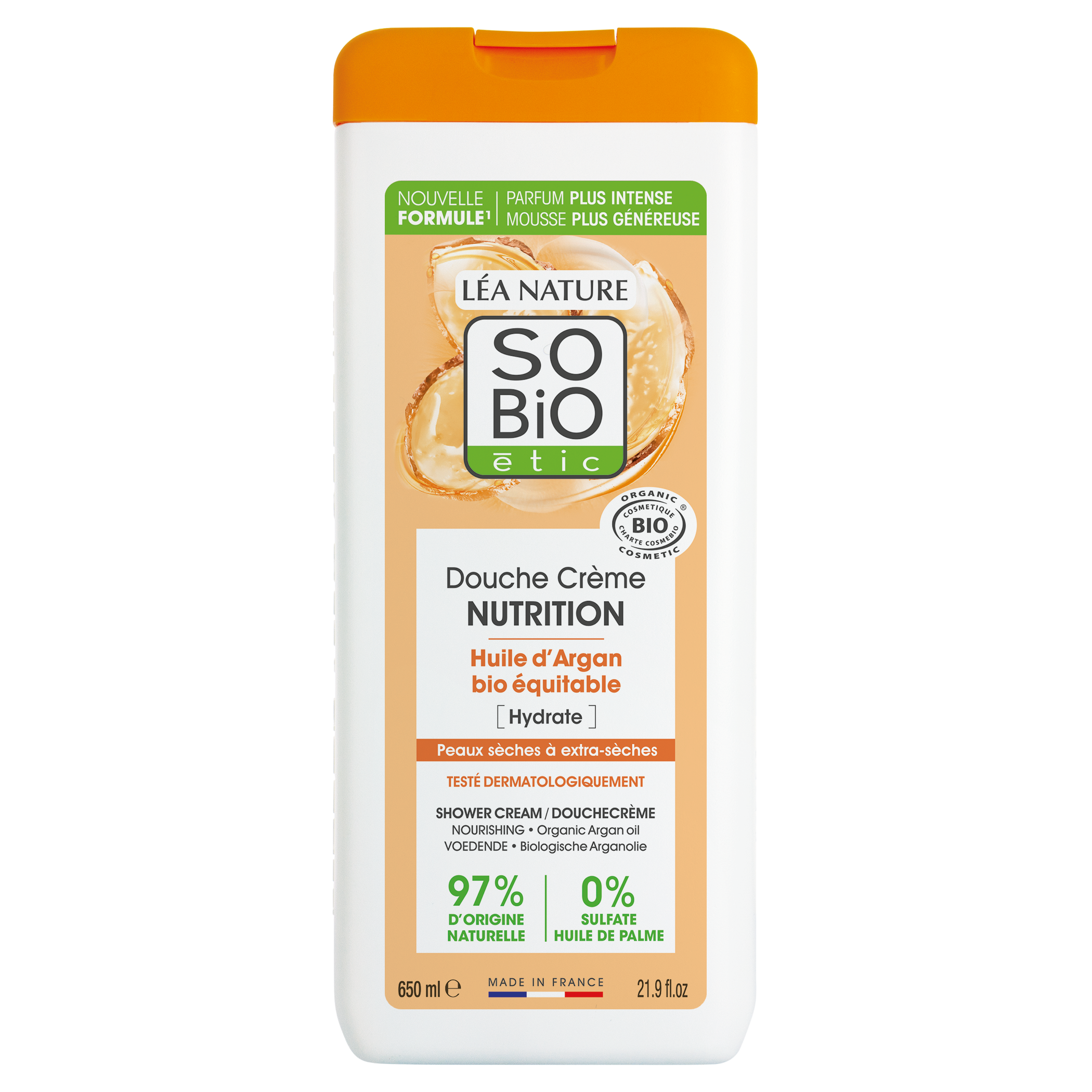 Fotografie SO´BIO ÉTIC Krém sprchový nutrition s arganovým olejem bio 650 ml