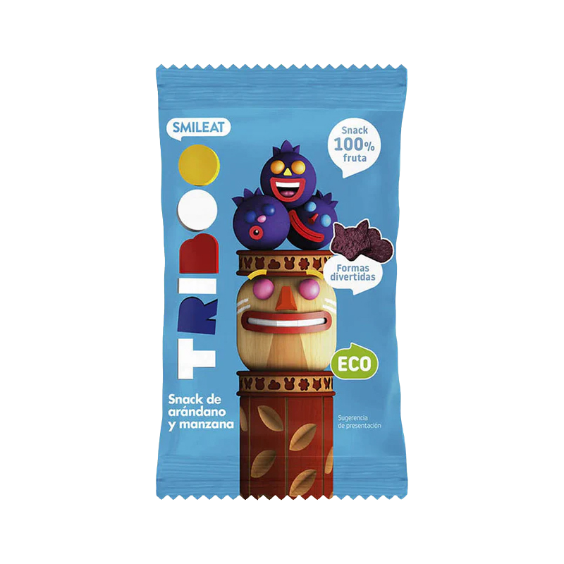 Fotografie SMILEAT BIO 100% ovocné měkké bonbónky jablko a borůvky 25 g