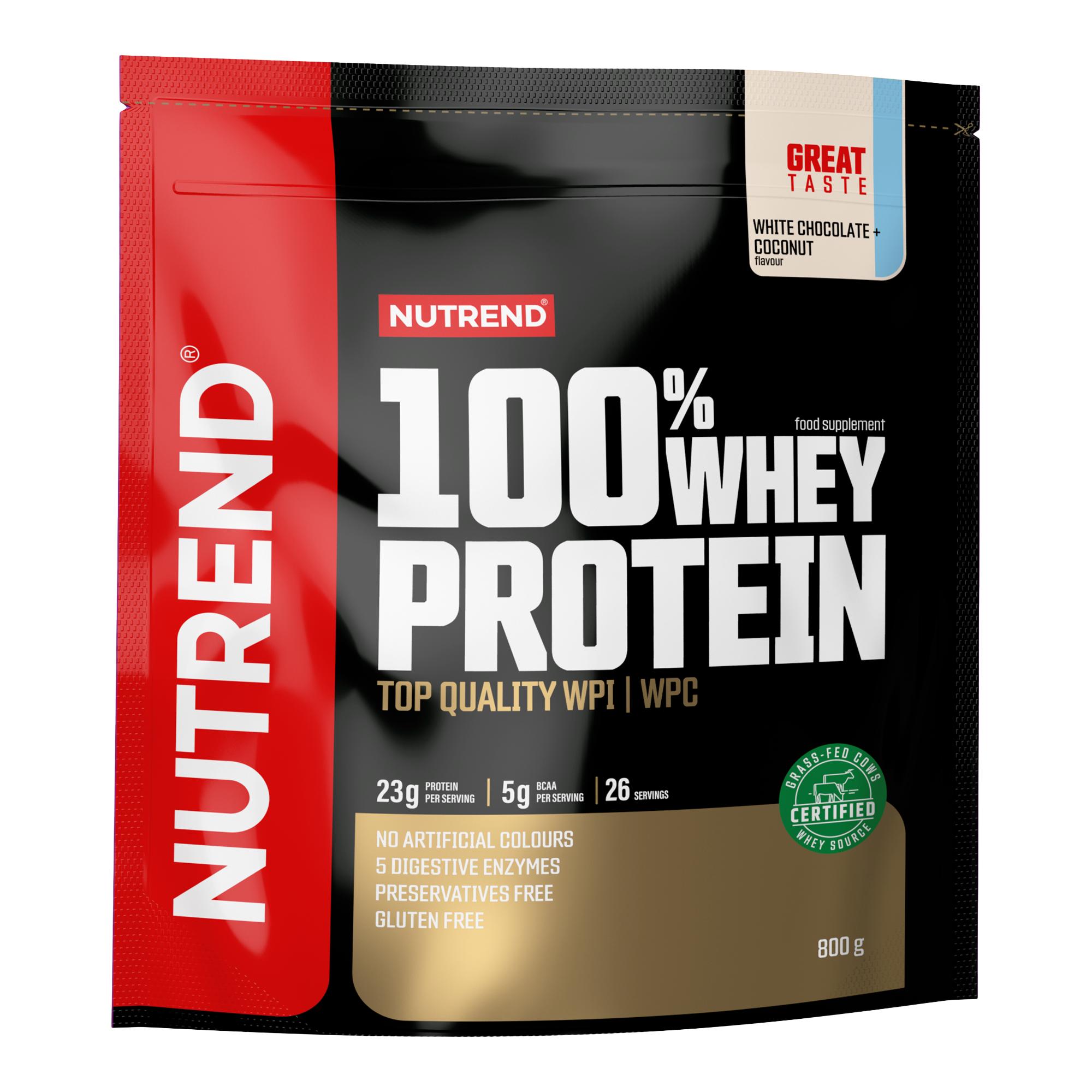 NUTREND 100% Whey Protein Bílá čokoláda + kokos 800 g