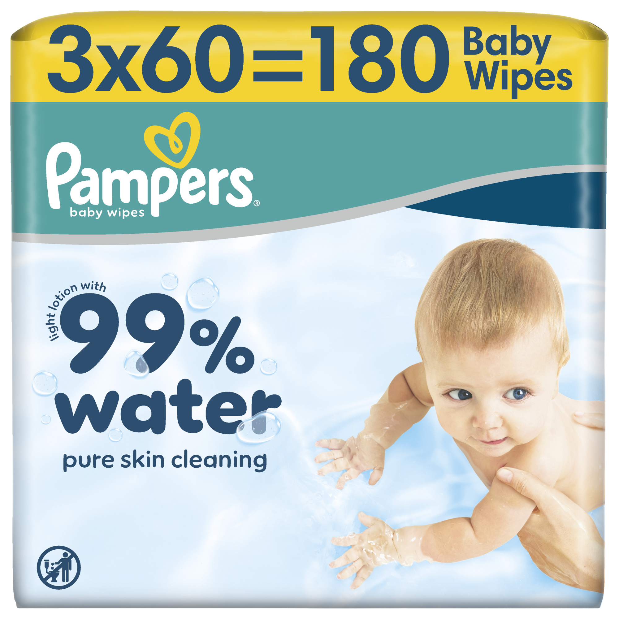 Fotografie PAMPERS Dětské čisticí ubrousky s 99 % vody 3 x 60 ks