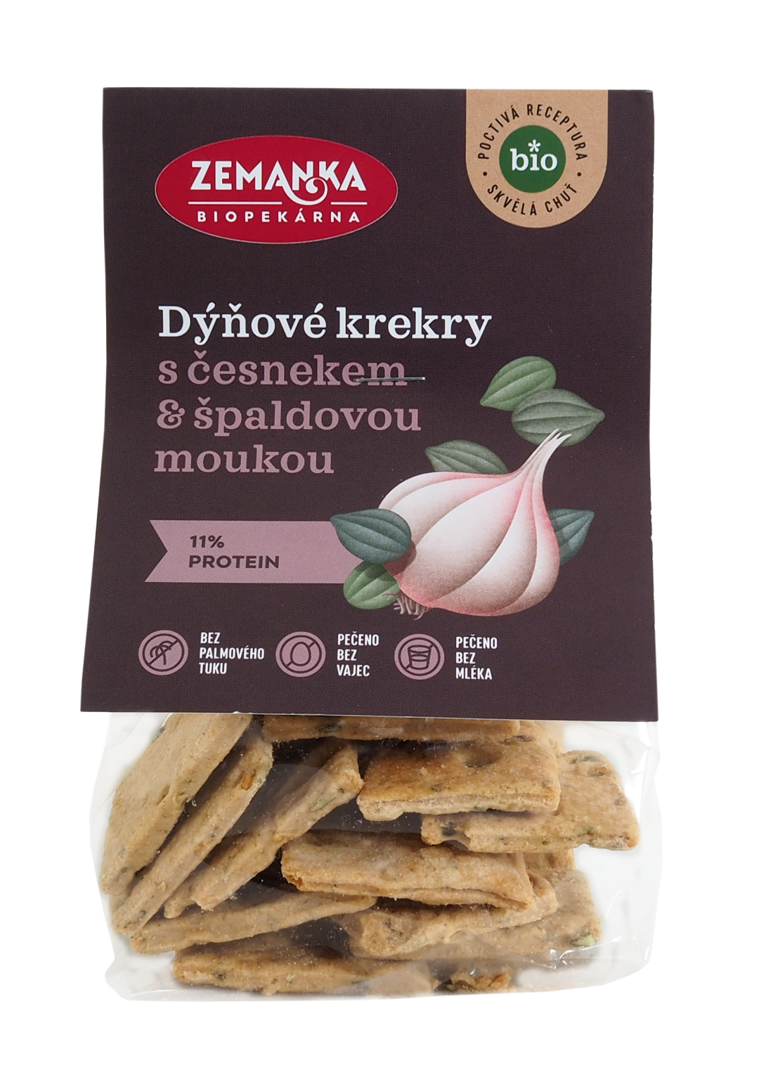 Zemanka Biopekárna Špaldové krekry s dýňovým semínkem a česnekem 100 g