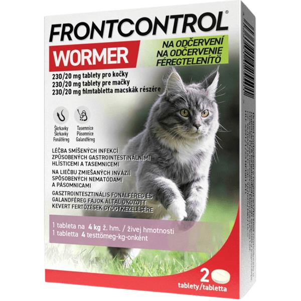 Fotografie FRONTCONTROL Wormer 230/20mg pro kočky 2 tablet