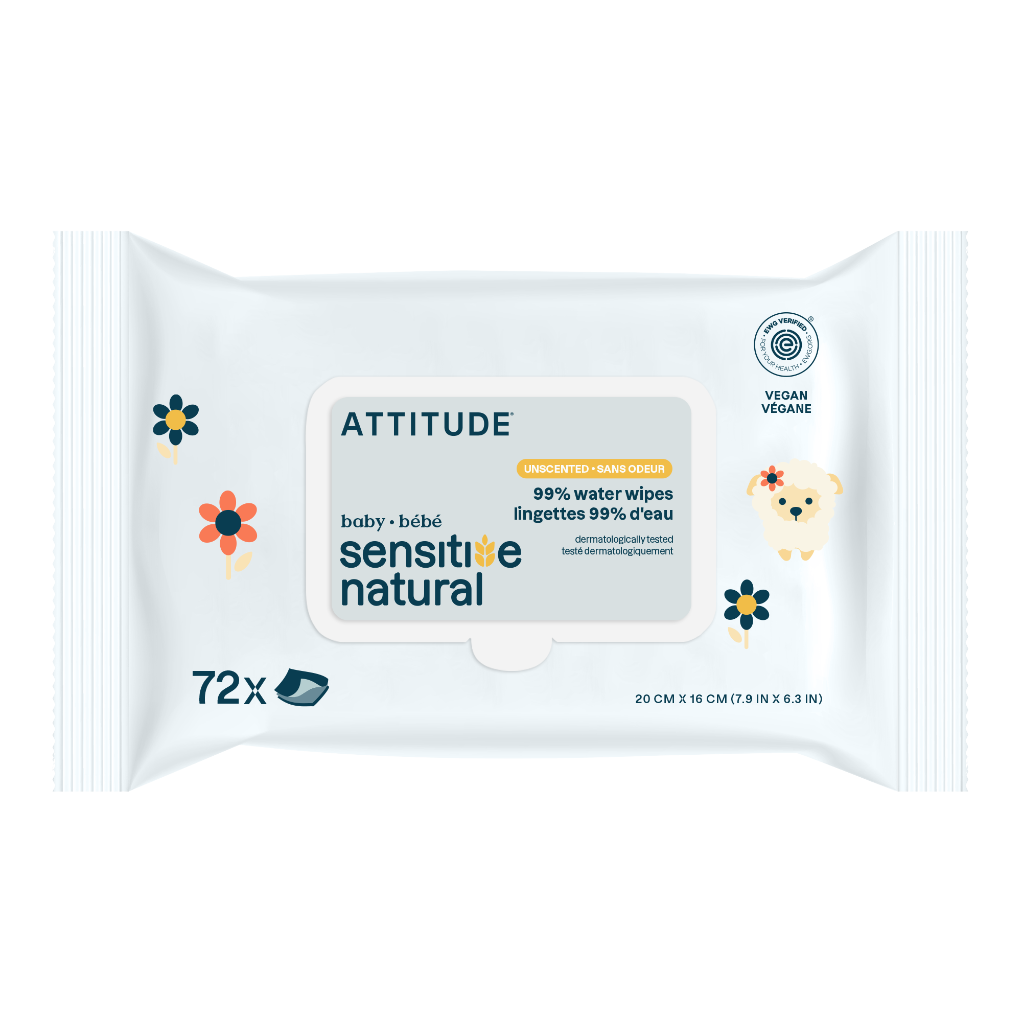 ATTITUDE Vlhčené ubrousky pro citlivou pokožku 72 ks