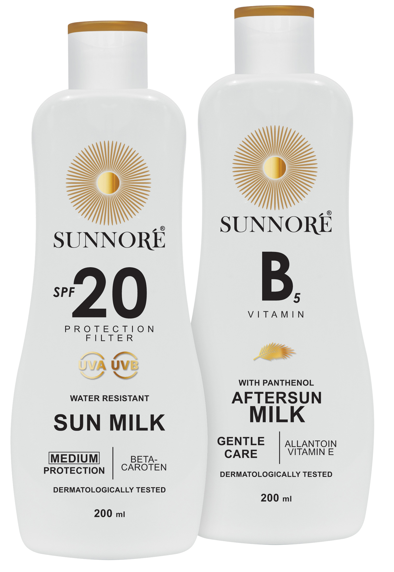 SUNNORÉ Duo balení – Opalovací mléko SPF 20 + Mléko po opalování 2 x 200 ml