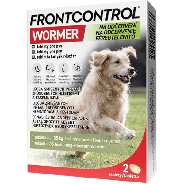 Fotografie FRONTCONTROL Wormer XL pro psy 35 kg, 2 tablet