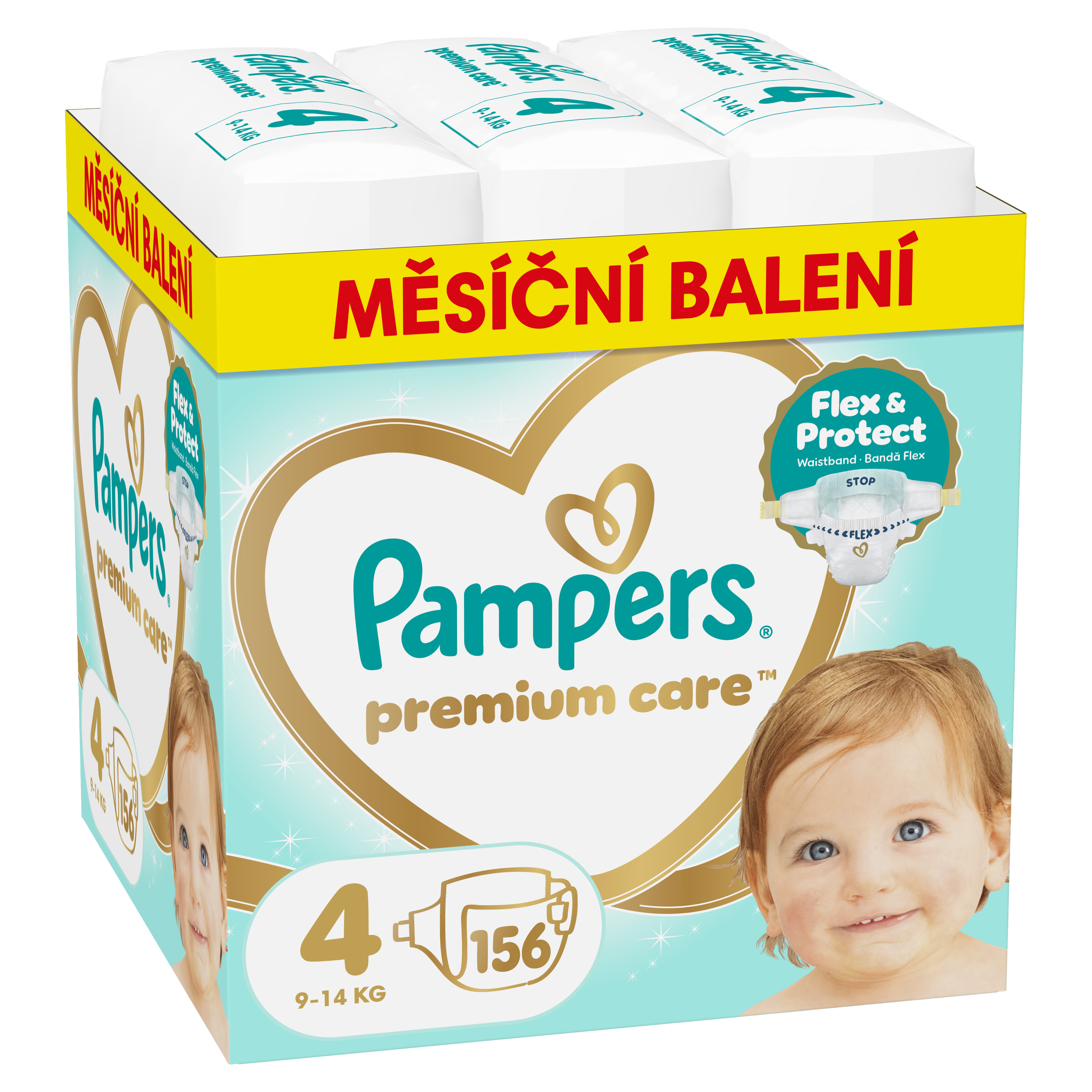 Fotografie PAMPERS Premium Care Velikost 4, 9kg-14kg 156 ks