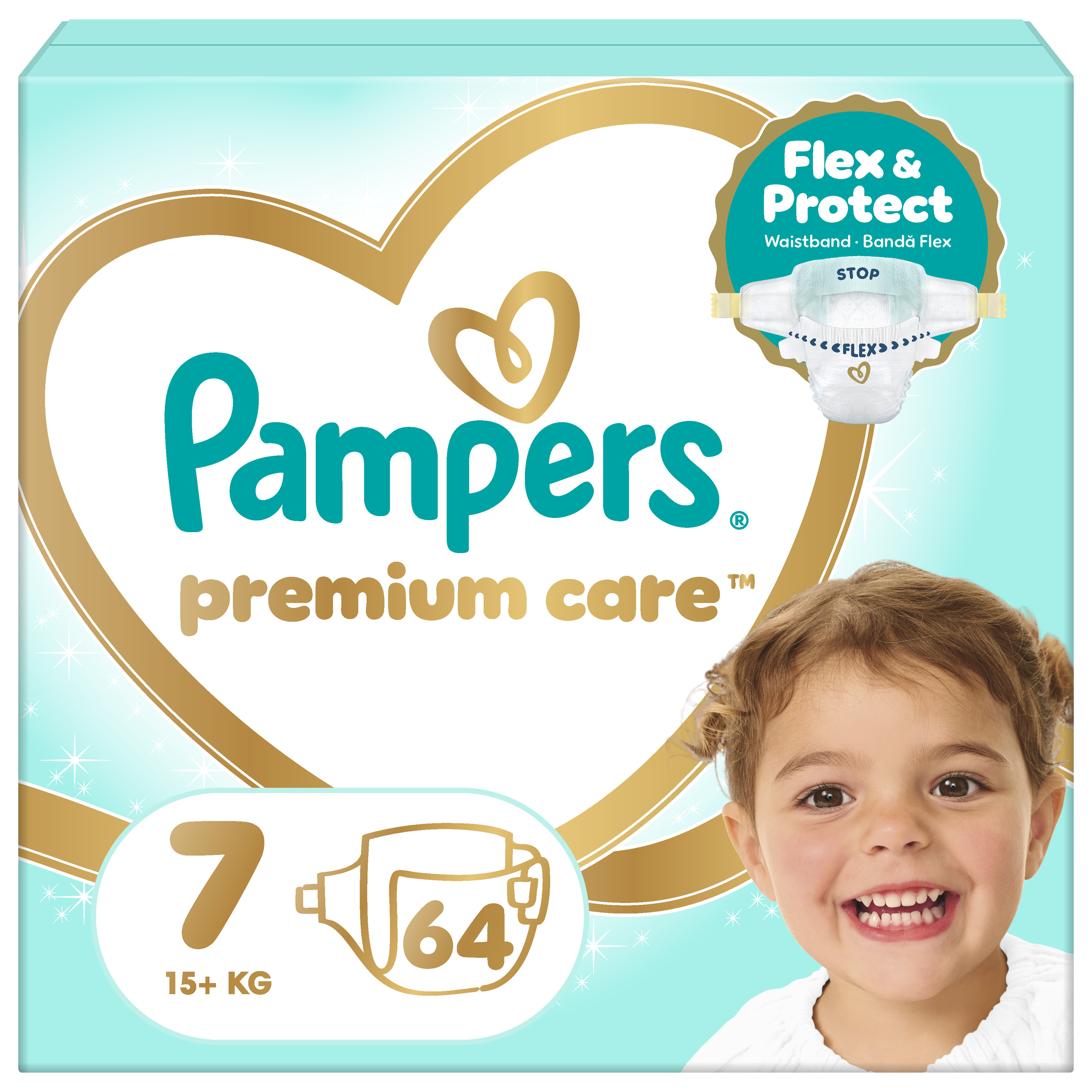 PAMPERS Premium Care Velikost 7, 15kg+, 64 ks
