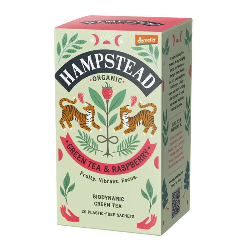 HAMPSTEAD TEA BIO zelený čaj s malinami 20 sáčků