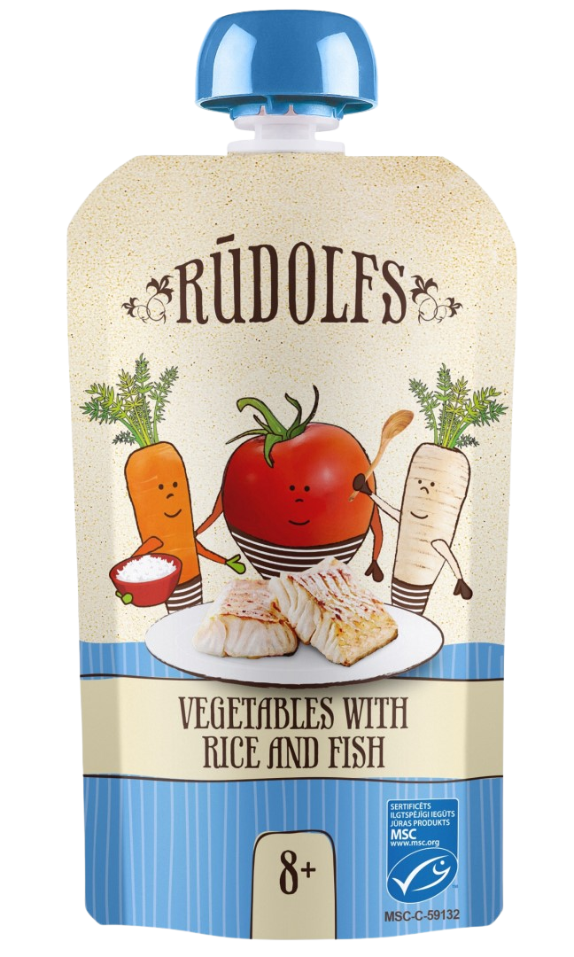 RUDOLFS BIO kapsička Zelenina, rýže, ryba 110 g