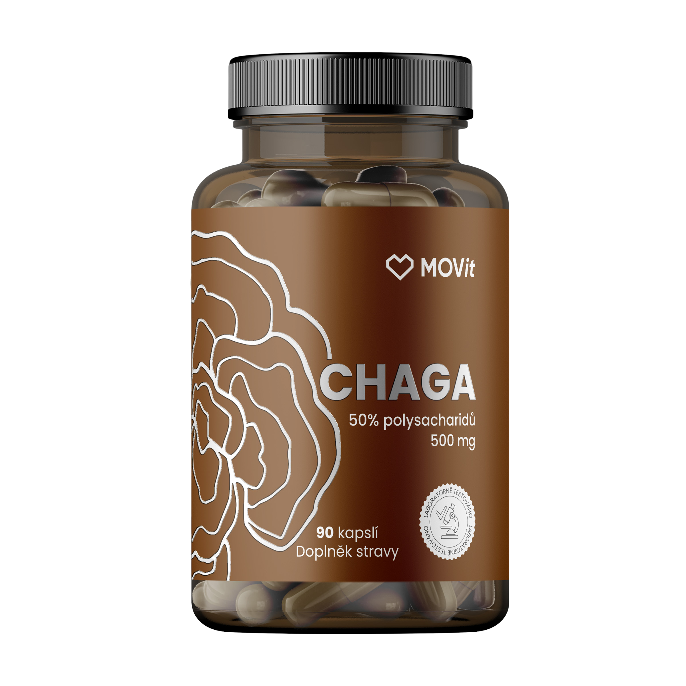 MOVIT ENERGY Chaga 50% polysacharidů 500 mg, 90 kapslí