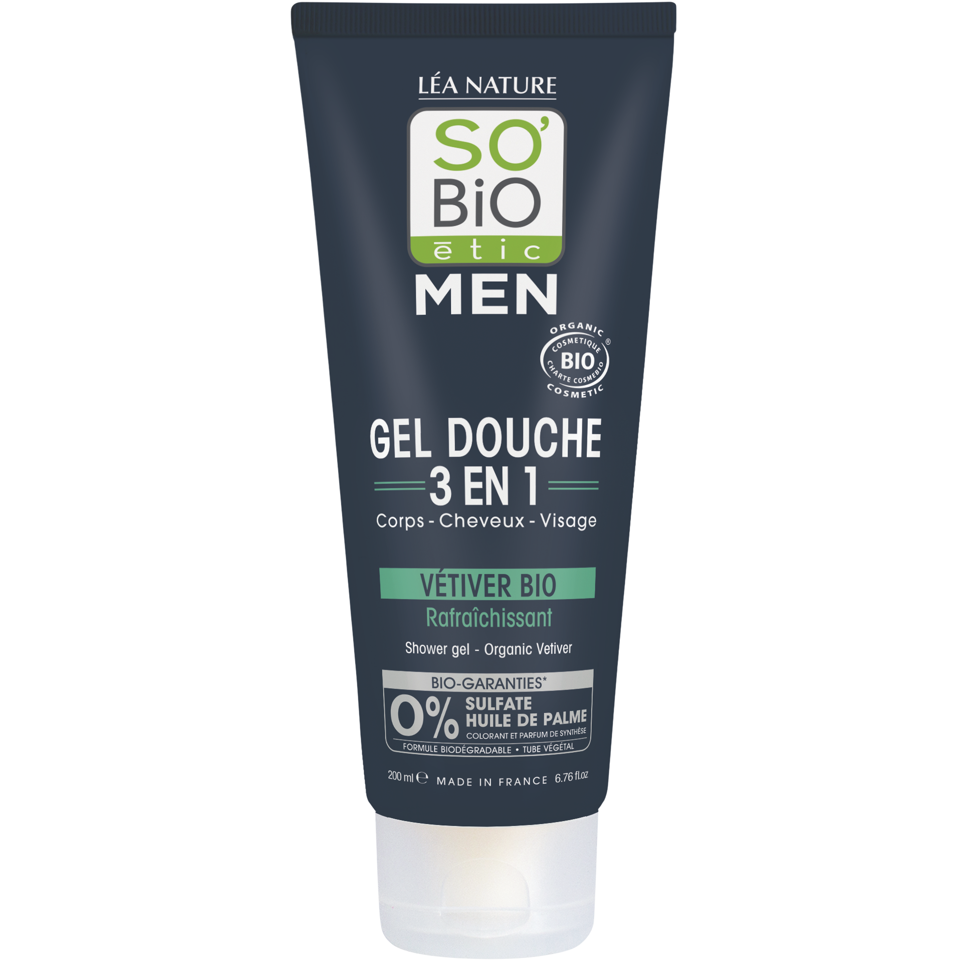 SO´BIO ÉTIC Gel sprchový men 3v1 - osvěžující vetiver bio 200 ml