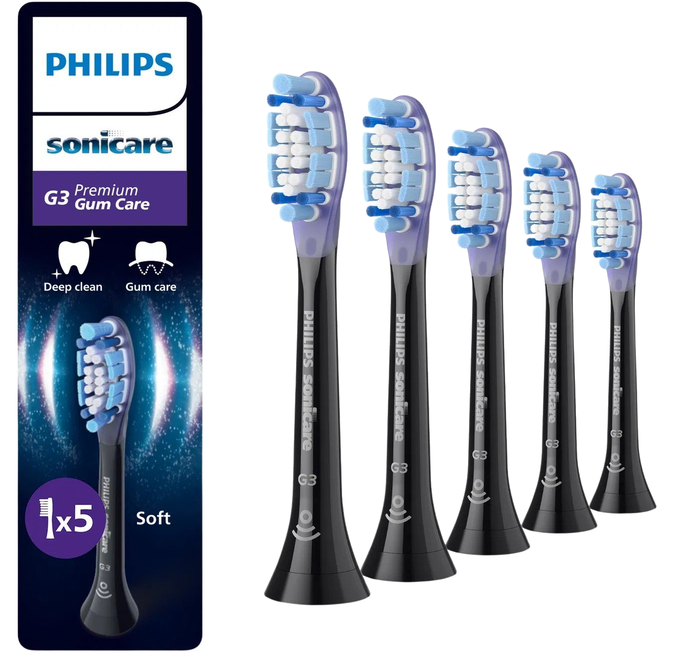 Fotografie PHILIPS SONICARE Premium Gum Care HX9055/88 Black, náh.hlav. 5 ks