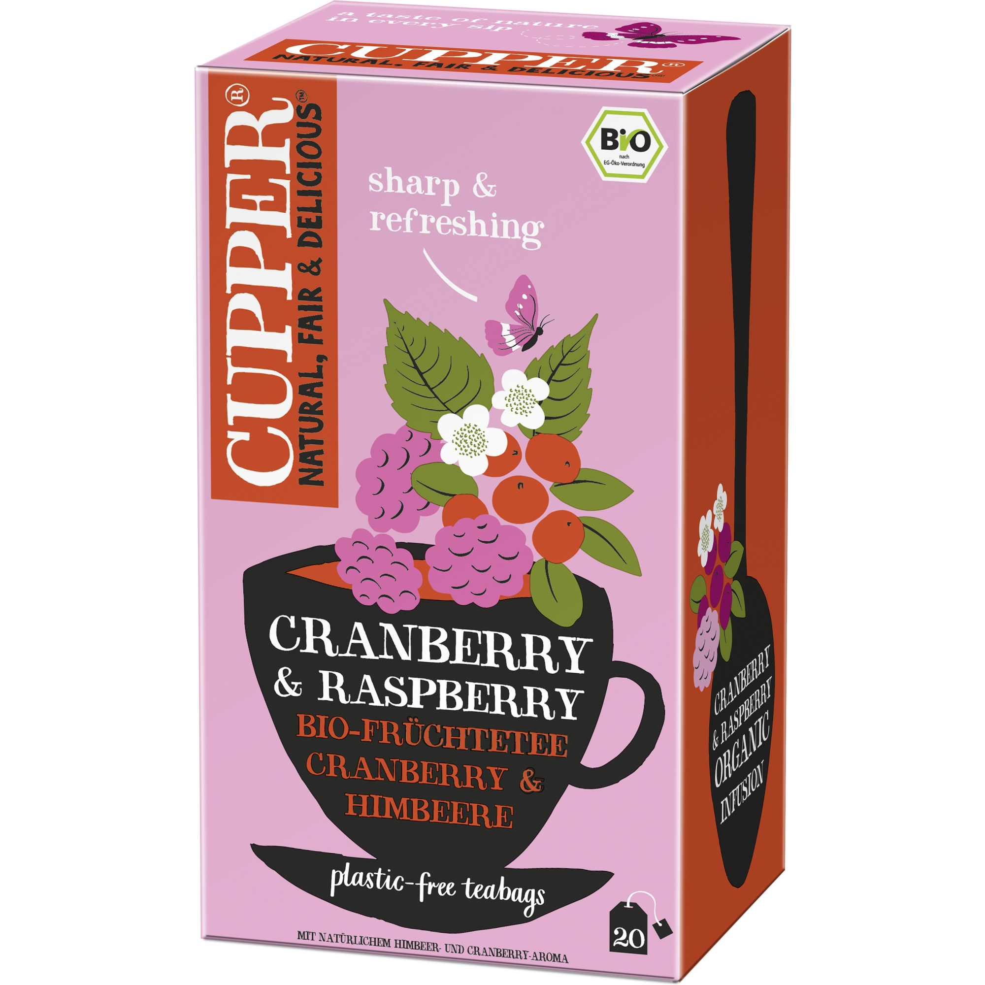Fotografie CUPPER BIO bylinný čaj s brusinkami a malinami 20 x 2.5 g