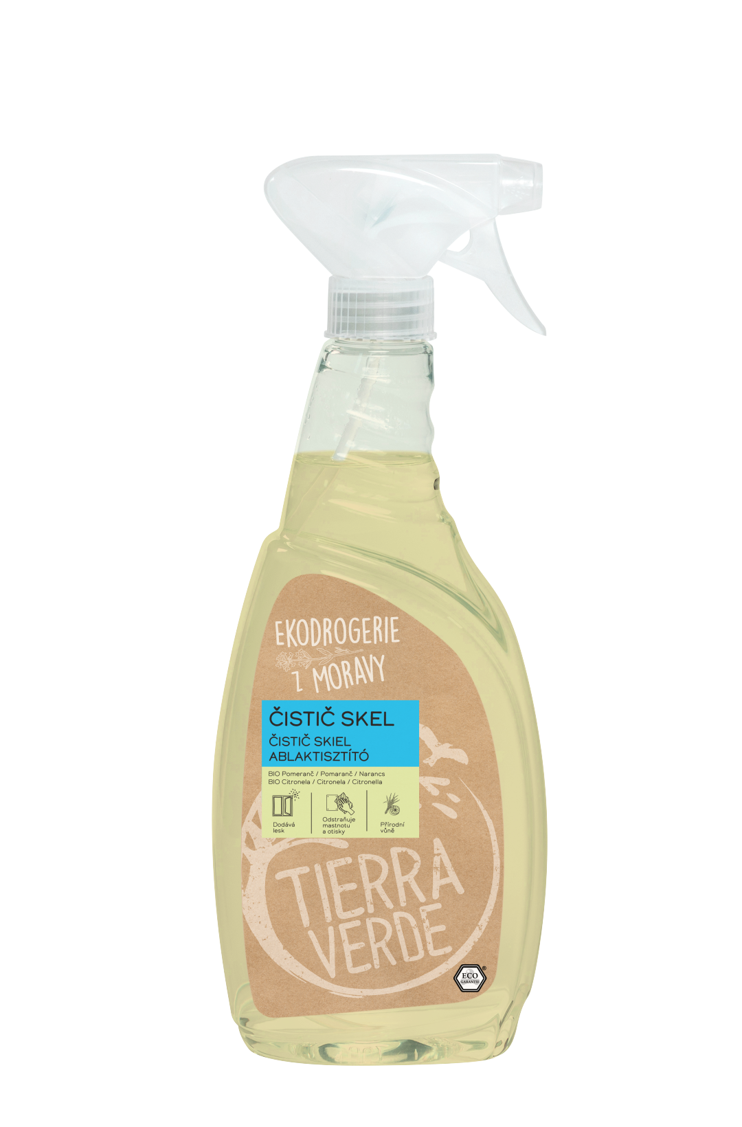 Fotografie Tierra Verde Čistič skel s BIO pomerančovou a citronelovou silicí, 750 ml