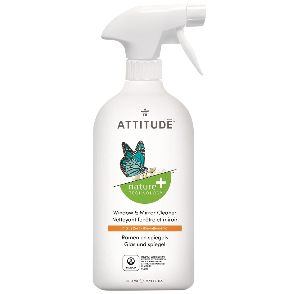 Attitude Čistič na sklo a zrkadlá s vôňou citrónovej kôry s rozprašovačom 800 ml