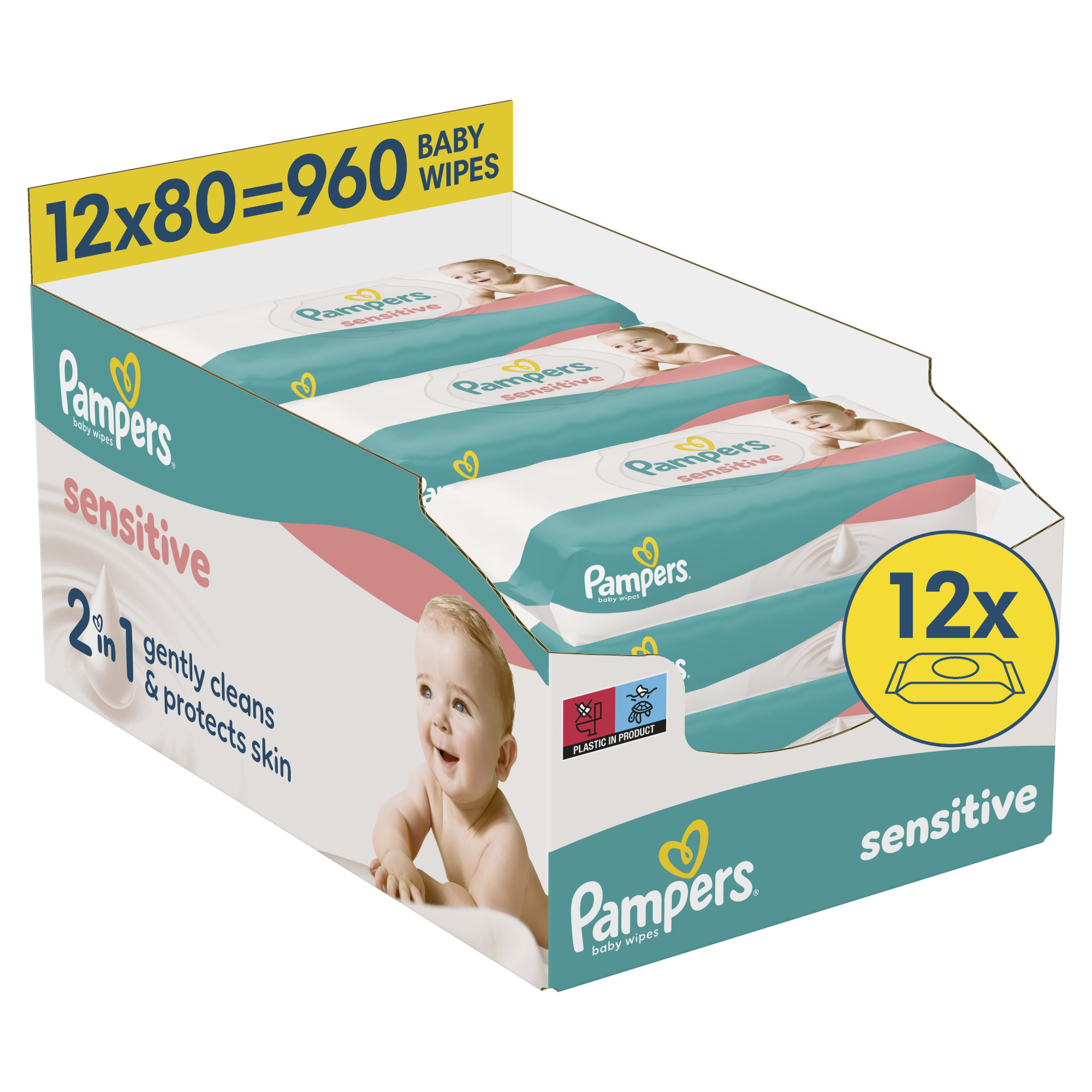 PAMPERS Sensitive Baby dětské čisticí ubrousky 12 x 80 ks