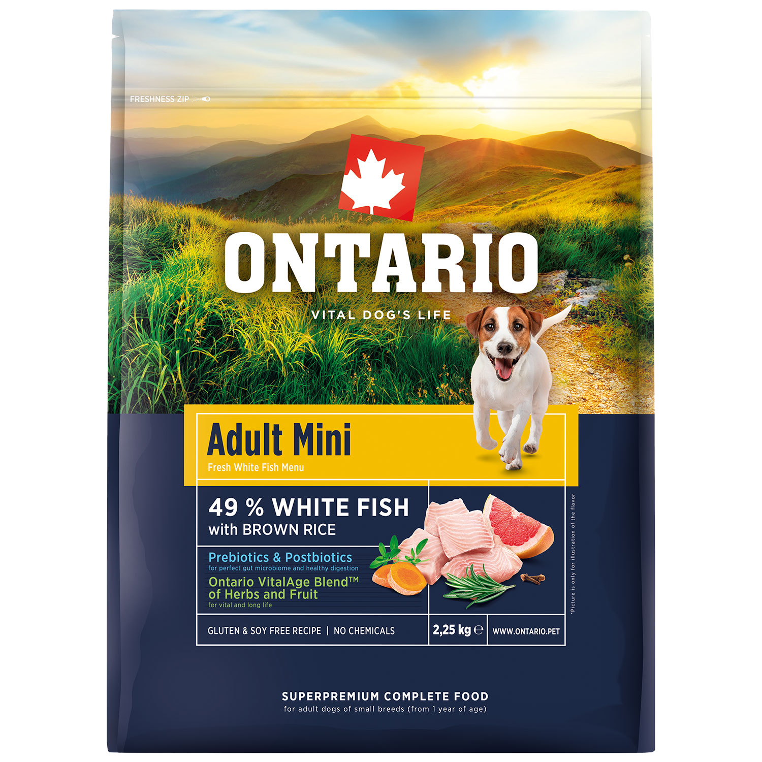ONTARIO Krmivo Adult Mini Fish & Brown Rice 2.25 kg
