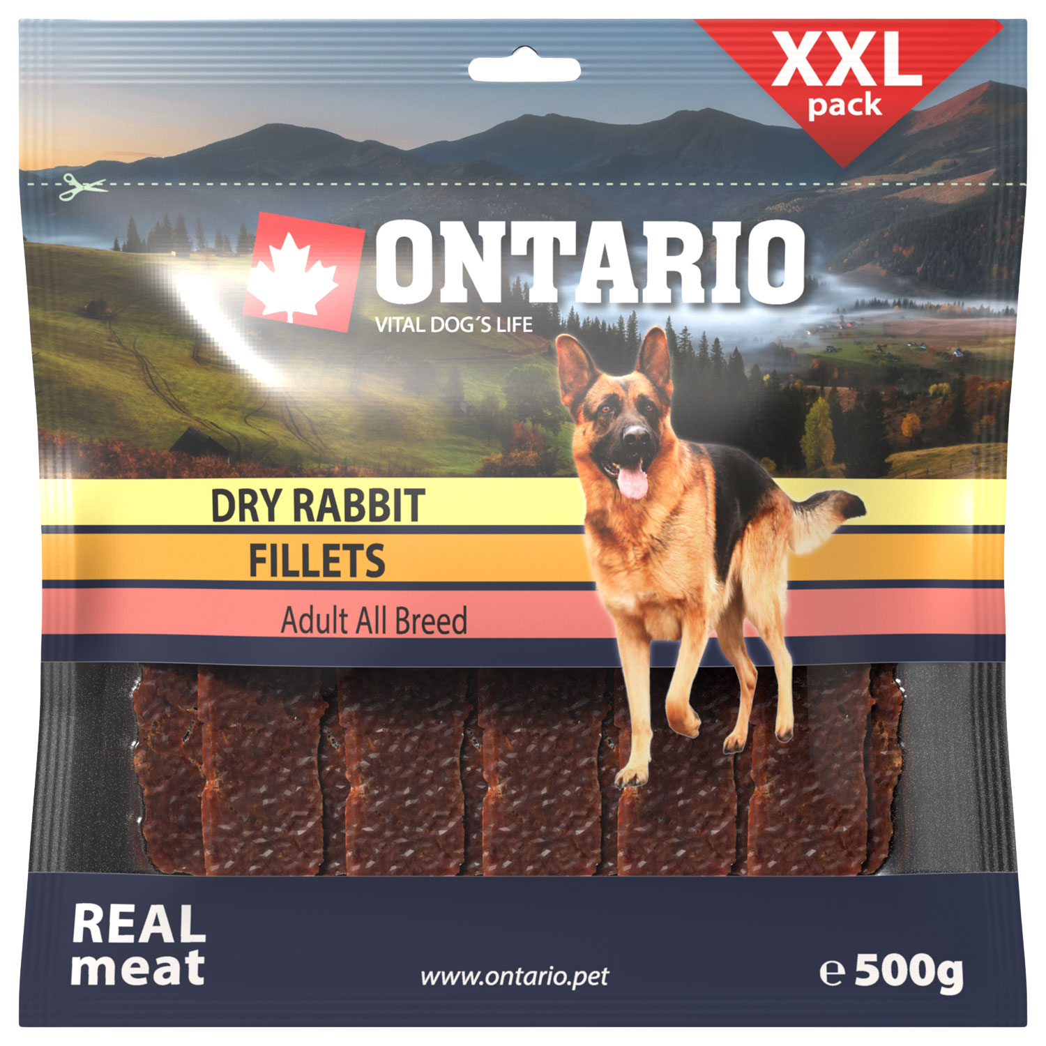 ONTARIO Pochoutka sušené králičí plátky 500 g