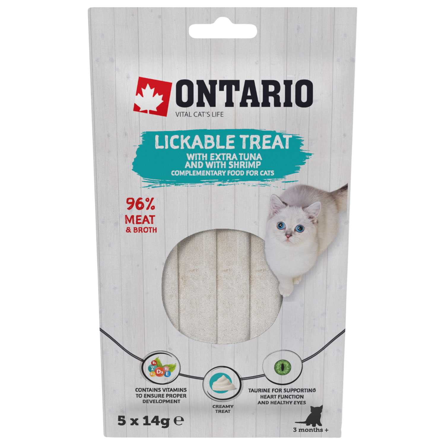 ONTARIO Pochoutka lízací extra tuňák a krevety 5 x 14 g