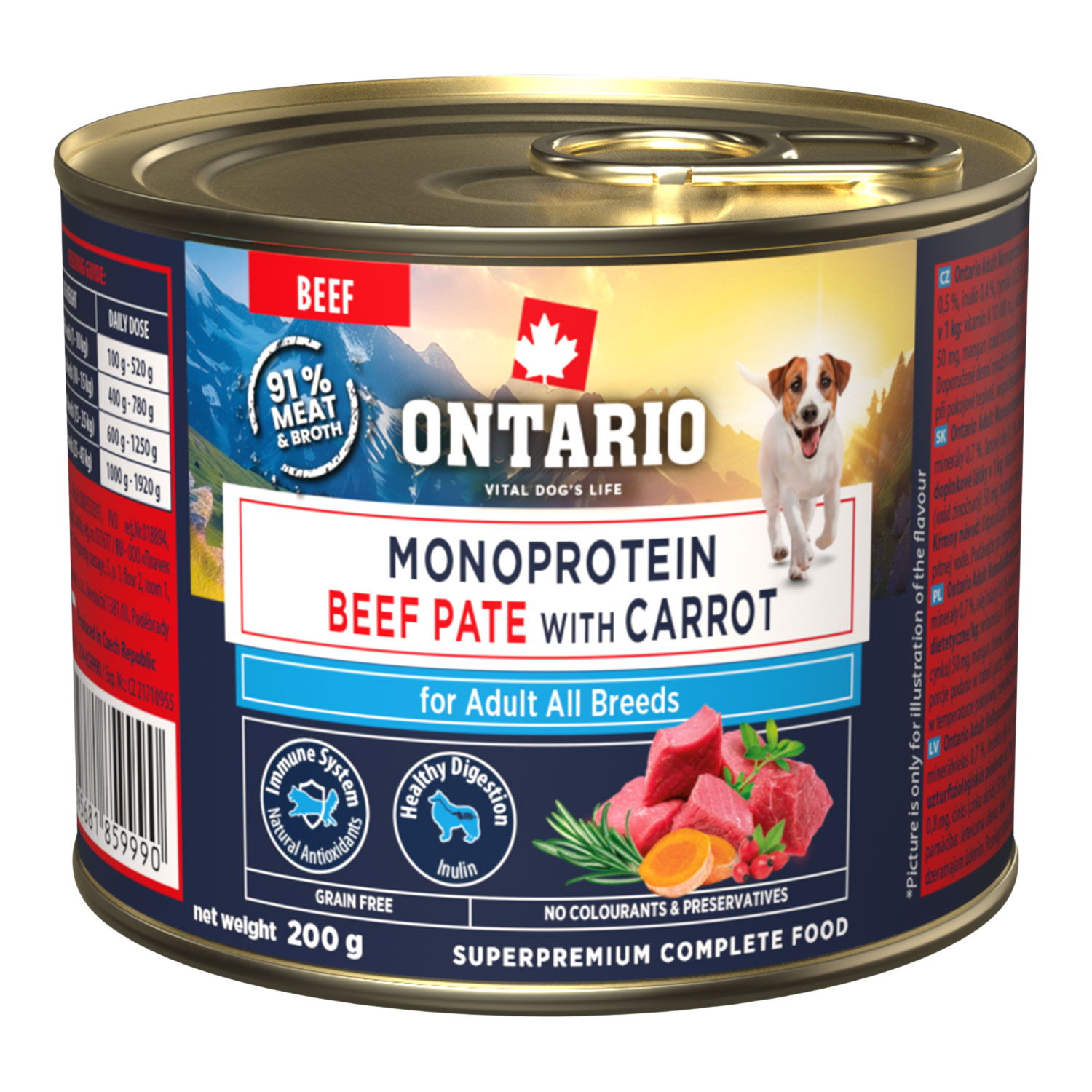 ONTARIO Konzerva Adult monoprotein hovězí pate s mrkví 200 g