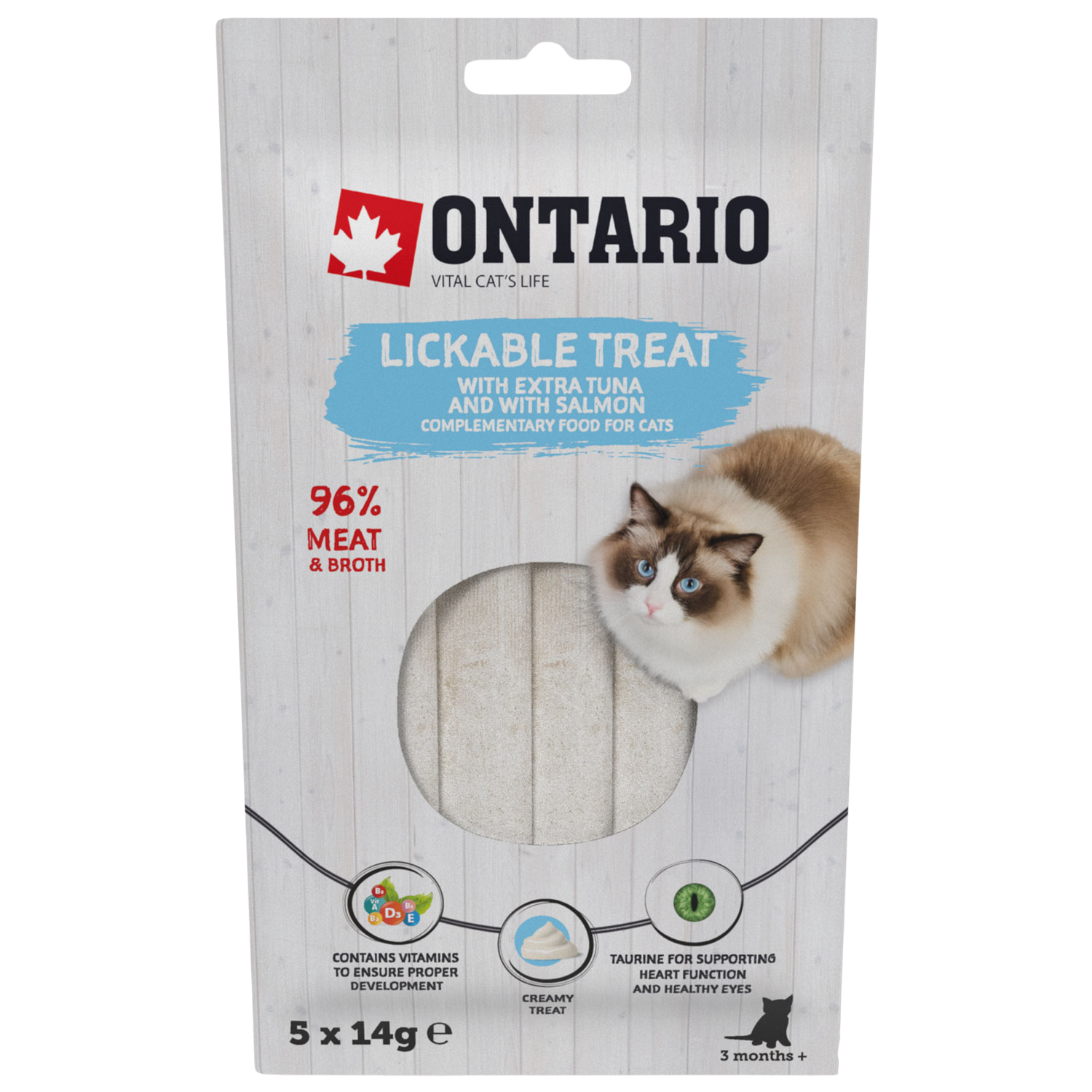 ONTARIO Pochoutka lízací extra tuňák a losos 5 x 14 g