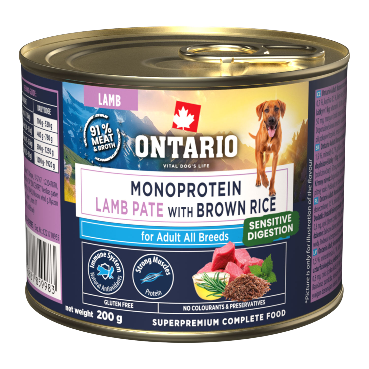 ONTARIO Konzerva Adult monoprotein jehněčí pate s hnědou rýží 200 g