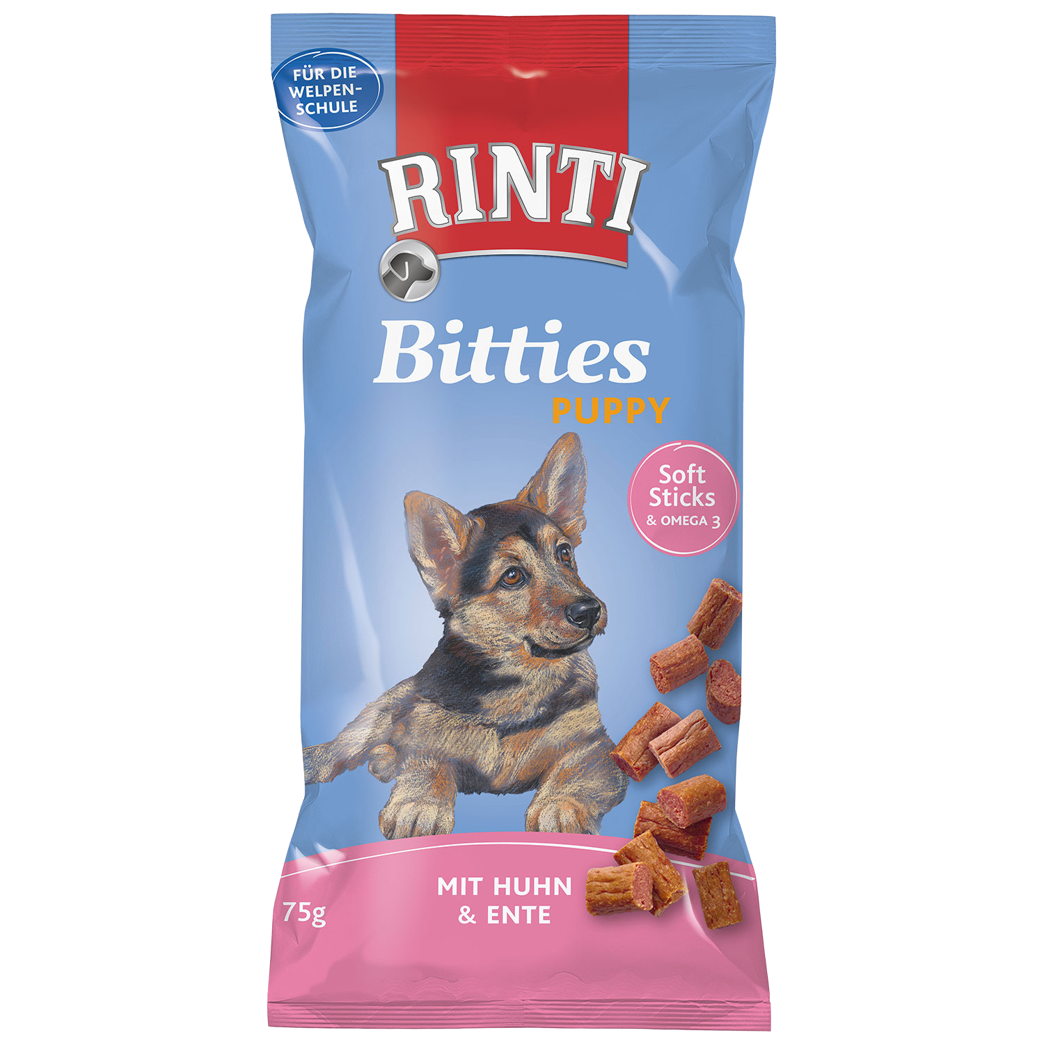 RINTI Pochoutka Bitties Puppy kuře a kachna 75 g