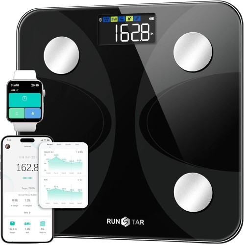 RUNSTAR 4E Body Scale, Diagnostická osobní chytrá váha, černá