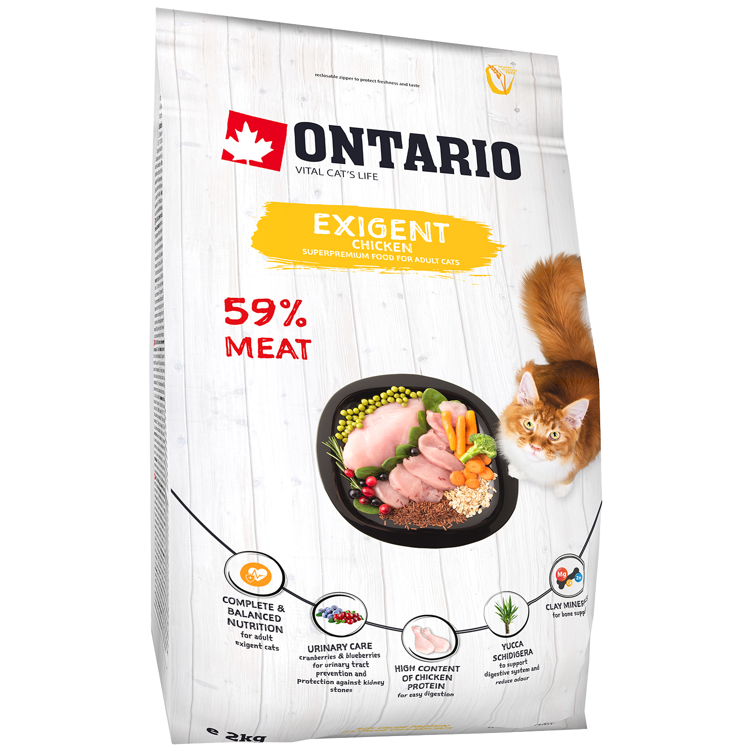 ONTARIO Krmivo Cat Exigent 2 kg