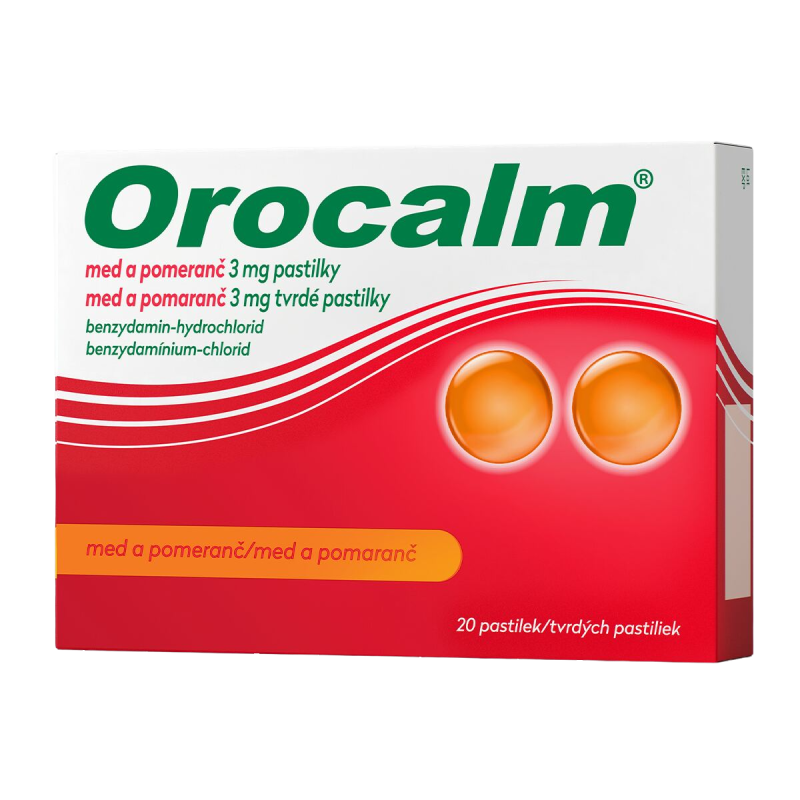 Fotografie OROCALM Med a pomeranč 3mg, 20 pastilek