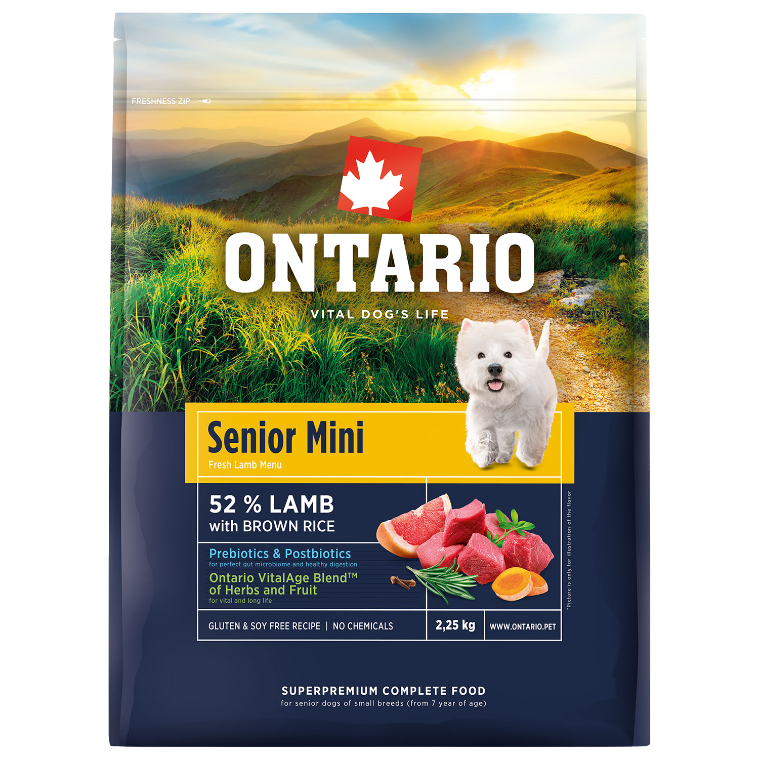 ONTARIO Krmivo Senior Mini Lamb & Brown Rice 2.25 kg